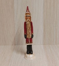 Rustic Folk Art Santa Claus Figurine Small 5" Resin Carved