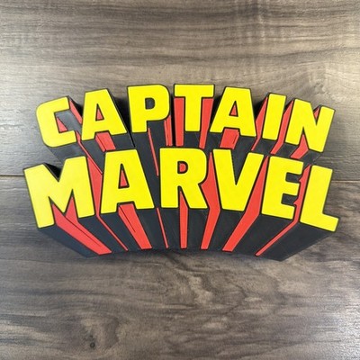 Captain Marvel POP  ART 3D printed logo sign fan art display shelf desk wall