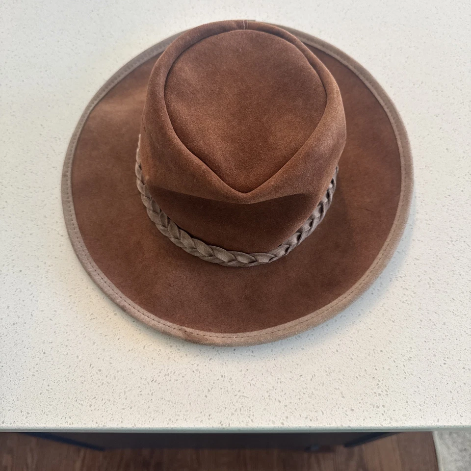 The Swagman Genuine Cowhide Men’s L Australian Cowboy Rancher Brown Leather Hat - Image 3 of 4