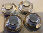 Casa Elite Home Collections Set of 4 Greek Key Pattern. Espresso Cups & Saucers.
