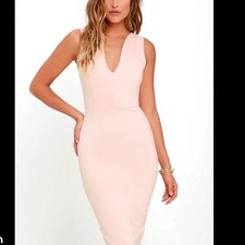 lulus peach pink midi bodycon dress. size medium