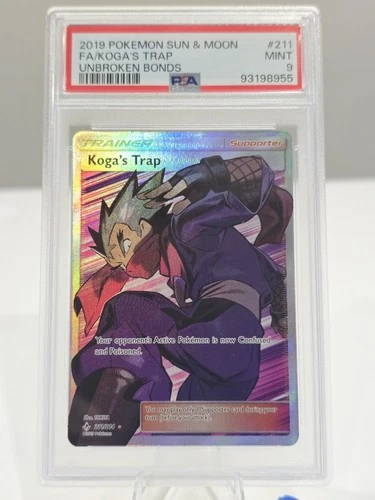 2019 Pokemon Unbroken Bonds #211 Koga's Trap Full Art PSA 9 Mint
