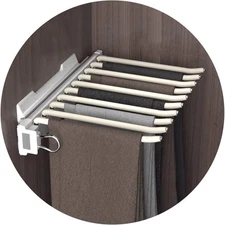 Pull Out Trouser Rack Closet Pants Hanger 9 Arms Slide Out Pants Storage Holder