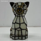 Quoizel Stained Glass Cat Accent Lamp Shade Tiffany Style Vintage 9 Inch