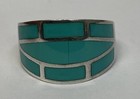 925 Sterling Silver Brick Block of Green Turquoise Inlay 3.6 Grams Size 7.75 — photo 10
