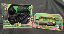 Wicked Elphaba Black Dress, Hat & Cape + Broom Costume/Dress Up Set Size 4-6x