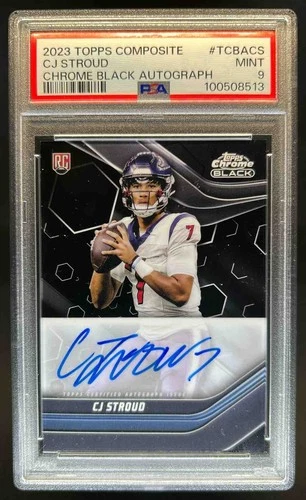 2023 Topps Composite CJ Stroud Chrome Black Auto RC #TCBA-CS Texans PSA 9