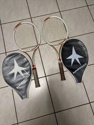 Set Of 2 With Case Kneissl White Star Aero 30 Tennis Racquet 4 1/2 & 4 1/4