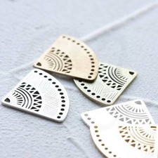 Solid Brass Fan with Multiple Holes Charm - 32x25mm 4561C 