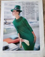 1964 Women's Kay Windsor Antron nylon green dress hat vintage ad