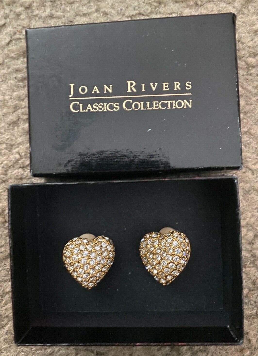 VINTAGE JOAN RIVERS CLASSIC PAVE CRYSTAL HEART CL… - image 1