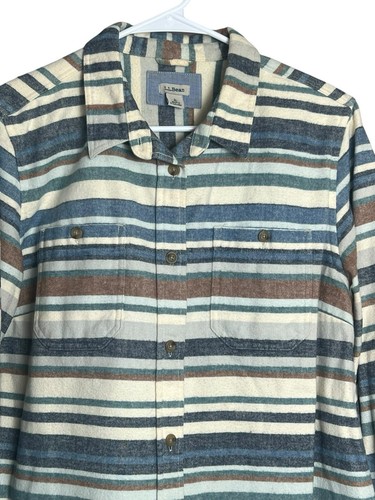 LL Bean Shirt Mens Large Flannel Serape Chamois Southwest Stripe Blanket Shacket - Picture 2 of 13