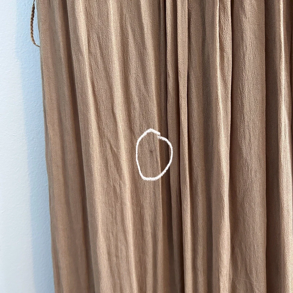 Mini Vestido Yoana Baraschi Seda 2 Tostado Taupe Drapeado Volantes Dobladillo Enrollado Manga Correa Foto 4 de 4