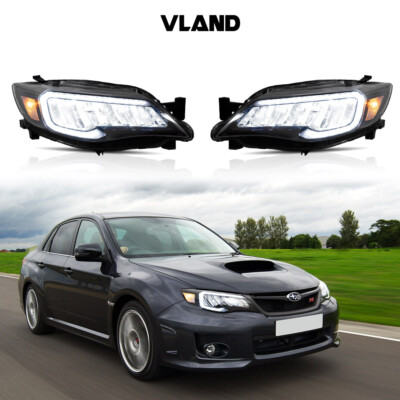 VLAND LED Reflector Headlights For Subaru WRX STI 2008-2014 w/Sequential Turn