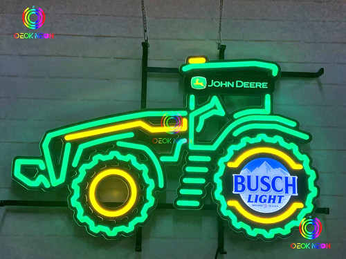 New John Deere Farmer Tractor Busch Light LED Neon Sign Light Lamp 31"
