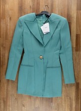  NO CUSTOMS TAX BALMAIN Paris green wool mini blazer jacket dress 6 US / 38 FR
