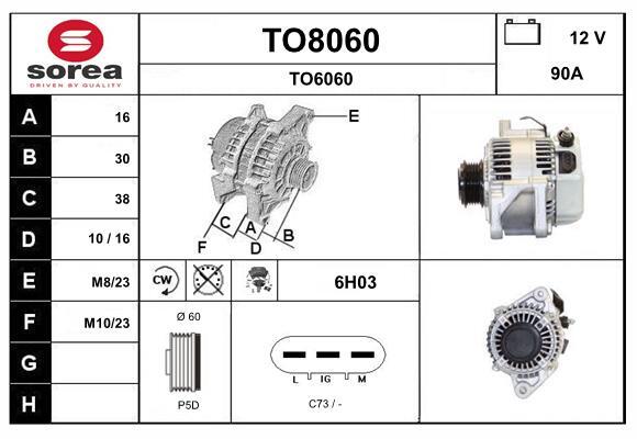 Alternateur SNRA TO8060 pour Toyota Yaris et Yaris Verso essence