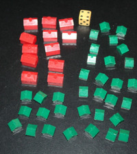 Vtg Monopoly Replacement Pieces 1961 Houses Hotels Dice 1960s- YS1-9