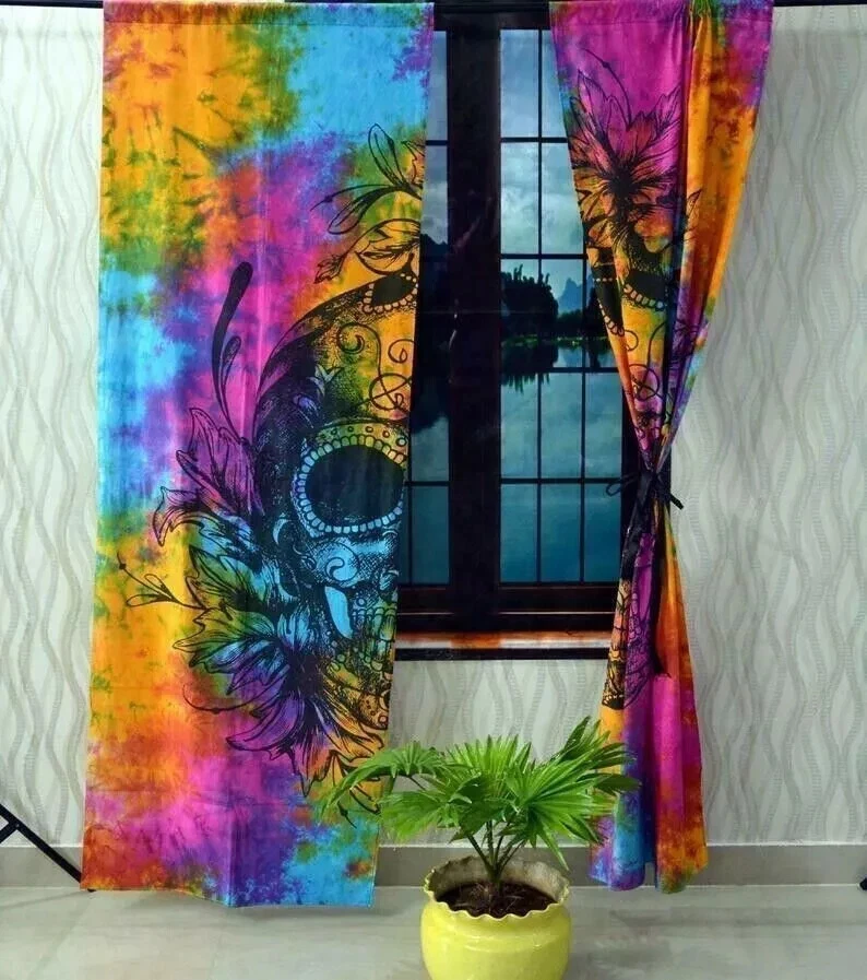 Multi Calavera Mandala Tapiz Cortinas Decoración Hippie Boho Playa Yoga Manta Estera Foto 2 de 3