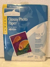 Great White Glossy Photo Paper  93 Ultra White Glossy 30 Sheets 8.5 x 11        