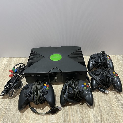 Xbox Original Console + 4 Controllers, Power Cords, RCA cables & Game Tested