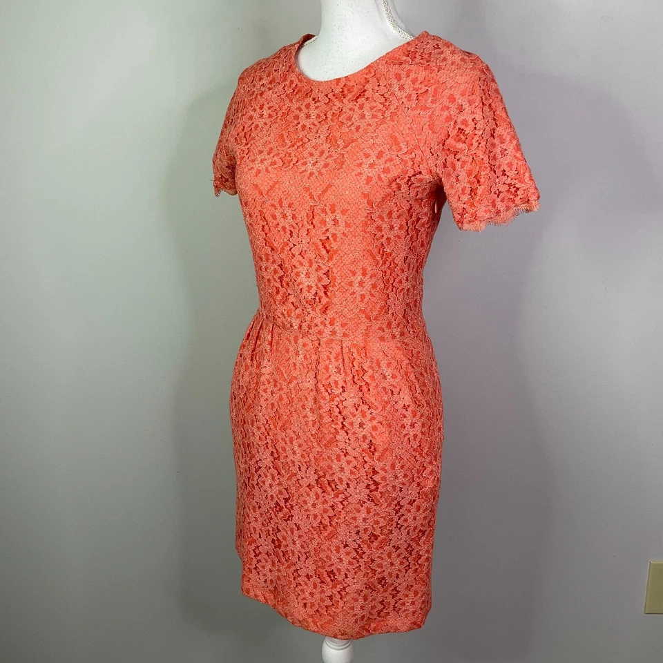 Vestido DV Dolce Vita Sarus Encaje Elevado Manga Corta Mujer Bolsillos Pequeños Rosa Foto 3 de 4