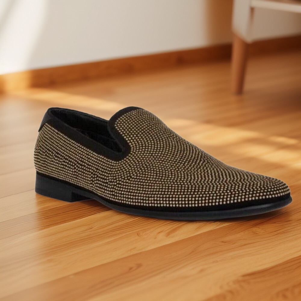 PANTOFOLA D’ORO Steve Madden ciabatte da fumo uomo Mezmoryz borchie nero oro taglia 11 nuove con scatola