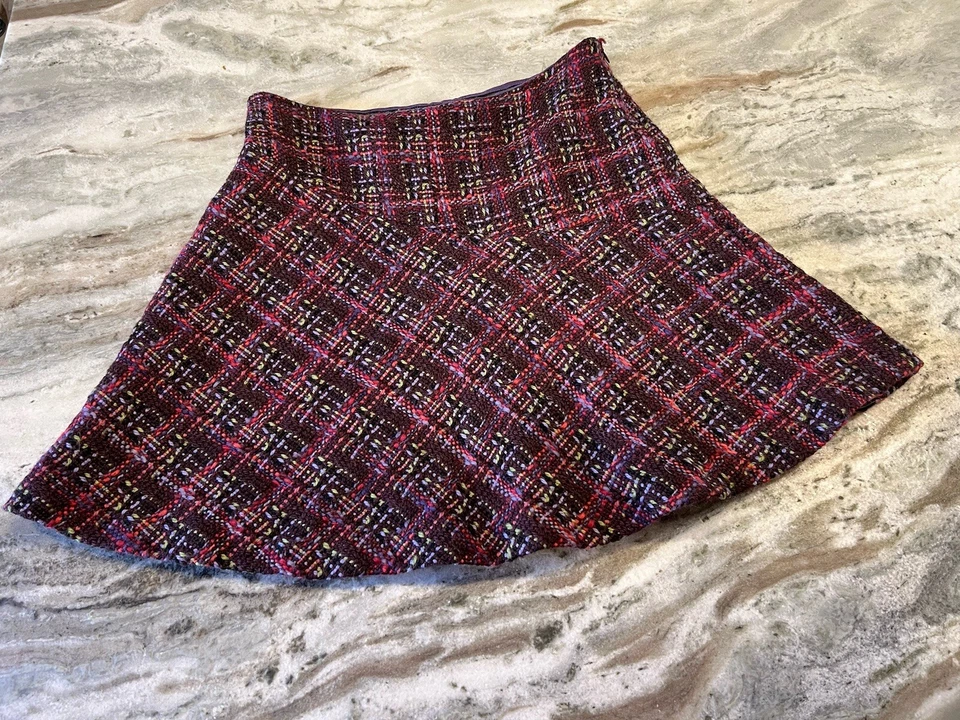 Tibi 4 Tweed 100% Wool Multicolor Skater Short Skirt - Image 3 of 4