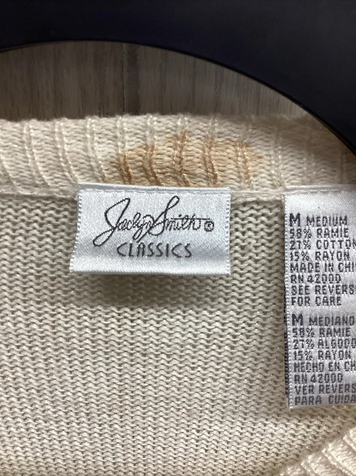 JACLYN SMITH Women's (Size M) Long Sleeve Button Down Cardigan Sweater *Stained* - Image 4 of 4