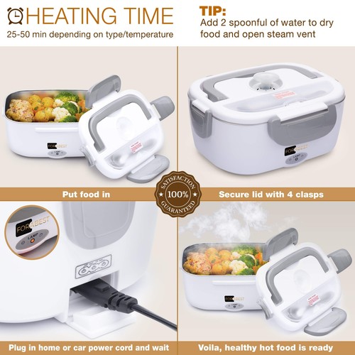 Electric Mittagessen Box 12V/24V/220V Lunchbox Auslaufsicher 1,5L Speisewärmer - Bild 11 von 18