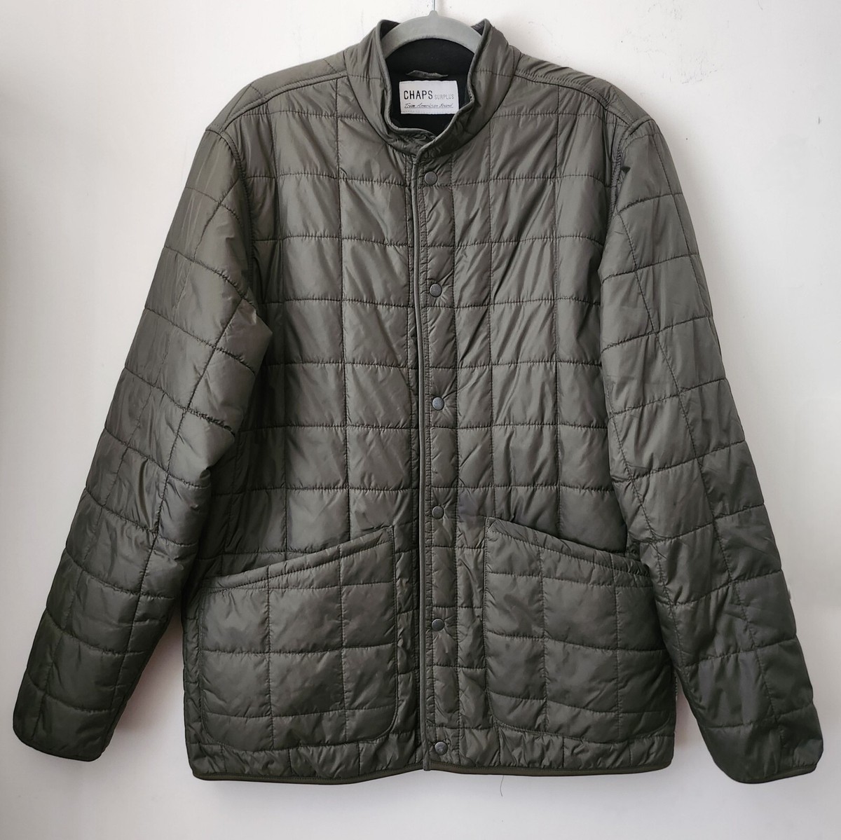 CHAPS Surplus True American Brand Olive Color Quilted Jacket Coat 
