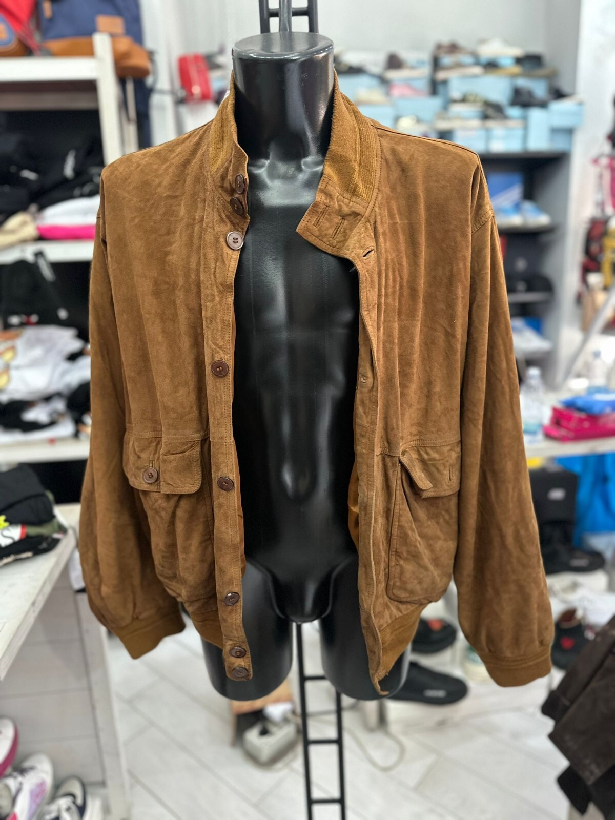 Vintage Brown Leather Jacket for Men Size 56 LLV426