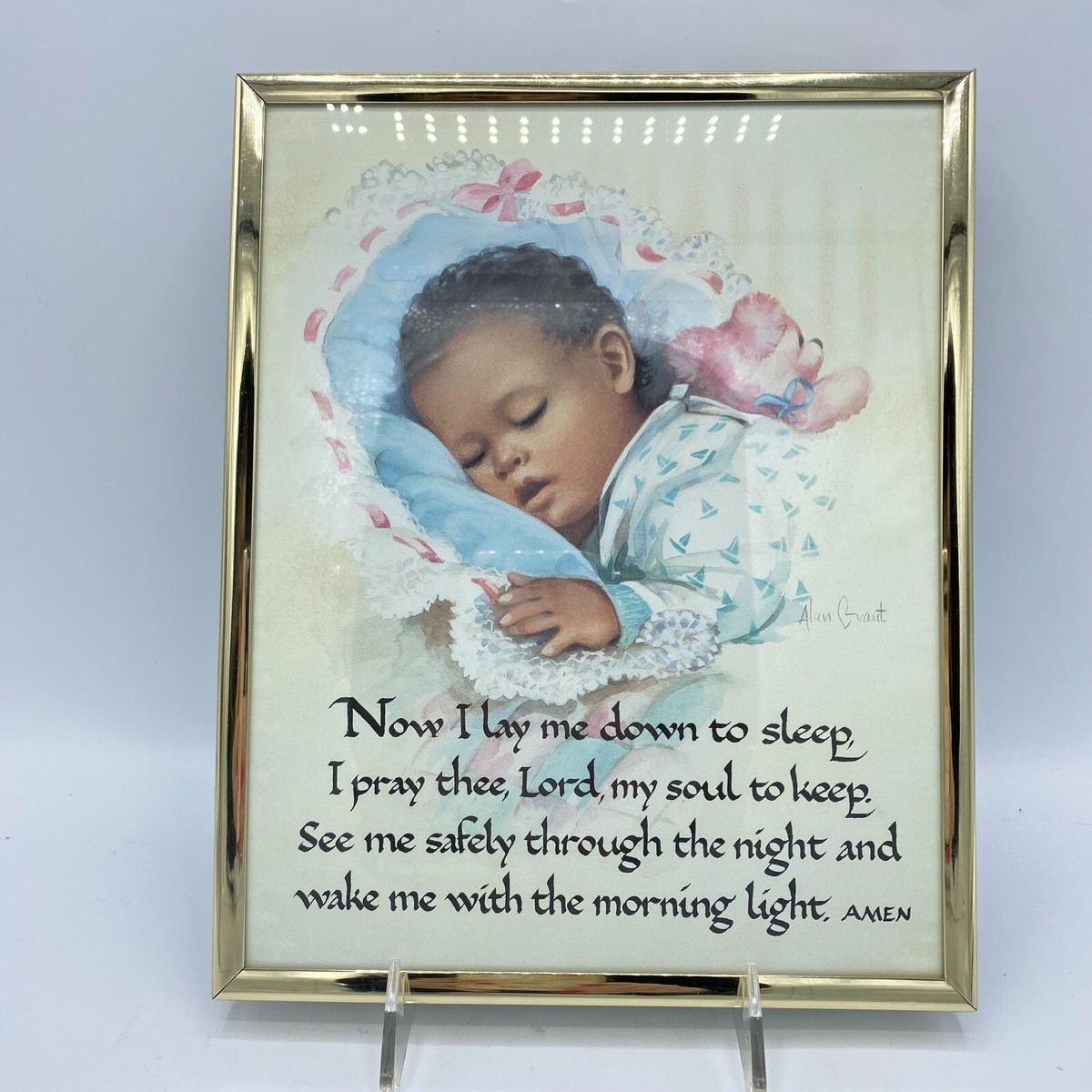 Vtg Alan Grant Picture “Now I Lay Me Down To Sleep” Prayer Baby