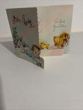 Vintage Baby Announcement 1949 With Honeycomb Ducks See Photos