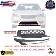 Bumper Grille & Chrome Trim Set for 2013-2015 Honda Accord HO1036114 HO1095119