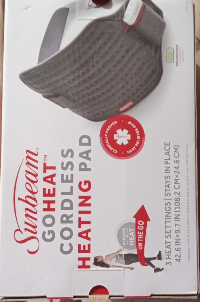 Sunbeam GoHeat Cordless Heating Pad Gray (2000825) 53891127523 eBay