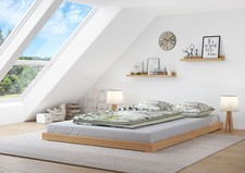 Tre varianti x letto matrimoniale a pavimento 140x200 Faggio massello V-60.66-14