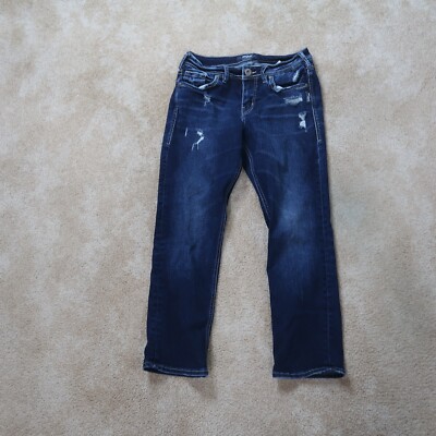 Silver Suki Mid Capri Jeans Womens 27x22.5 Stretch Blue Denim