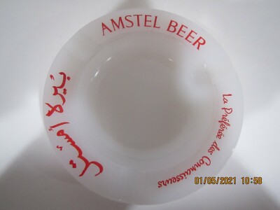 #215 VINTAGE AMSTEL Bier Beer AMSTEL BEER Milk White Glass Ashtray from ?????