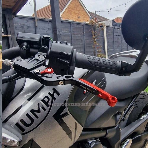 TRIUMPH TRIDENT 660 2124 BLACK RED ADJUSTABLE EXTENDABLE BRAKE CLUTCH