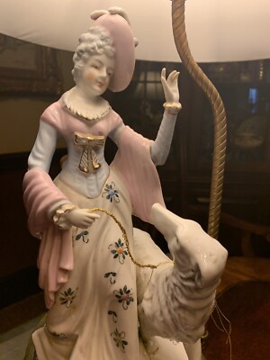 【レトロ】アンティークランプ　犬を連れた貴婦人 Antique Porcelain Lady And Dog Lamp | eBay