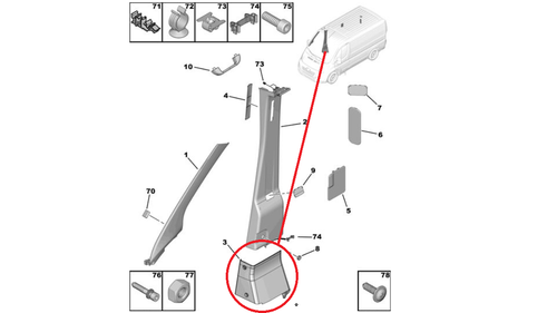 Fits Fiat Ducato Peugeot Boxer Citroen Inner Right Lower B Pillar Cover - 第 5/5 張圖片