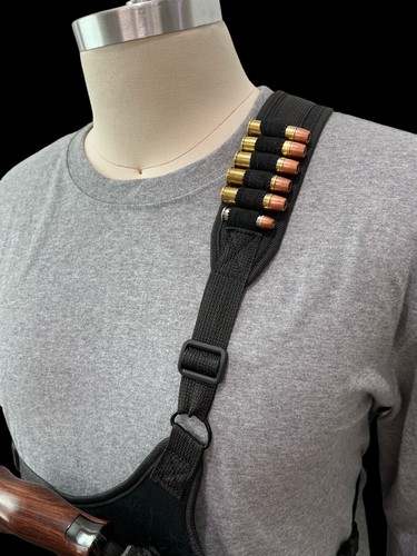 For 7.5" - 8.5" LARGE REVOLVERS with SCOPE Right Hand CHEST Holster + Ammo Loops - Picture 4 of 6