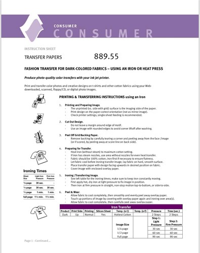 IRON ON Inkjet Opaque Heat Transfer Paper for dark Fabrics-Blue Grid-20Sh 8.5x11 - Picture 2 of 12