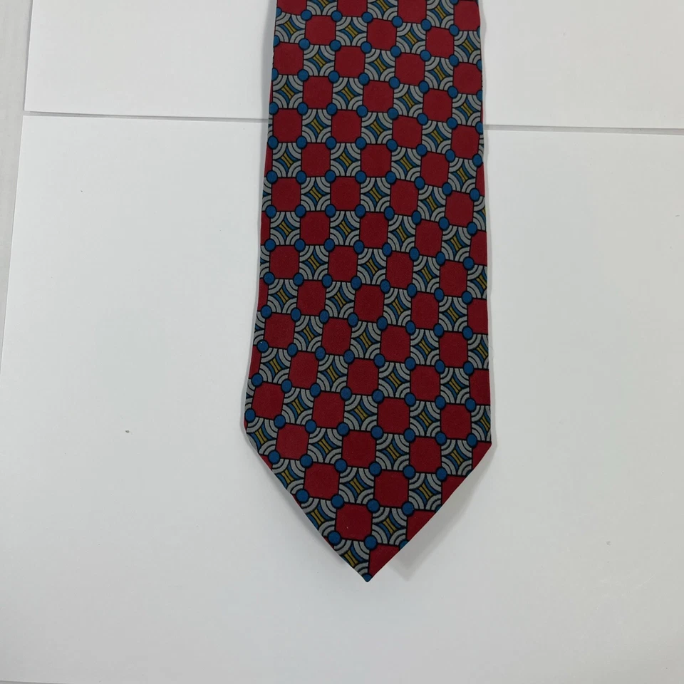 Gravata masculina Brandini 3,75 pol. L x L 58 em seda vermelho azul ouro - Imagem 3 de 4