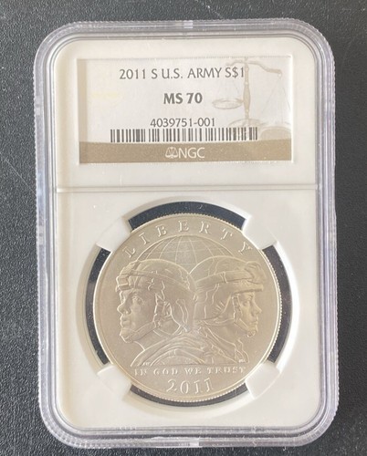 2011 S U.S. Army Commerative Silver Dollar NGC MS 70 - Picture 1 of 3