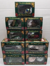 12 Merck Family Old World Christmas Ornaments: Whiskey, Champagne, Armadillo