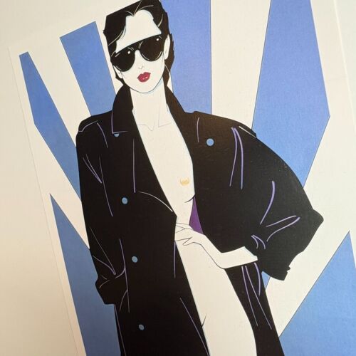 Patrick Nagel Vtg Print Book Plate Playboy Open Black Trench Coat Nude 80s Bold - Picture 2 of 7