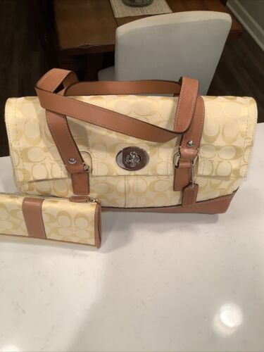 Coach Signature Hampton Umhängetasche Gelb Tasche F13070 & Geldbörse Neu - Bild 5 von 18