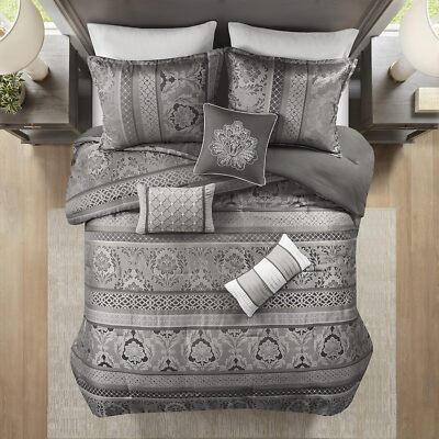 Madison Park 7-Piece Cozy Comforter Set, Luxurious Damask Design, All Season